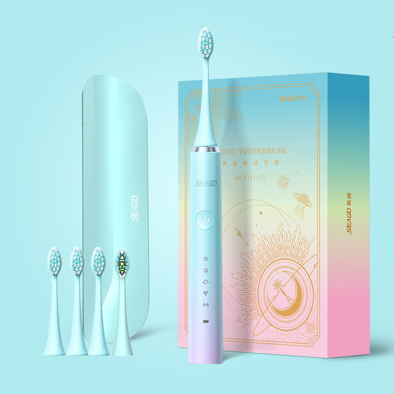 Fully Automatic Soft Bristle Rechargeable Electric Toothbrush Pink USB