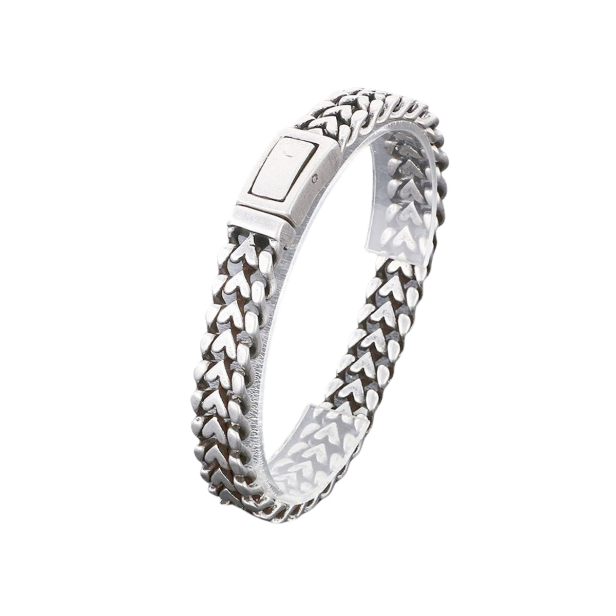 18K Gold Plated Stainless Steel Bracelet Ancient Silver 21cm
