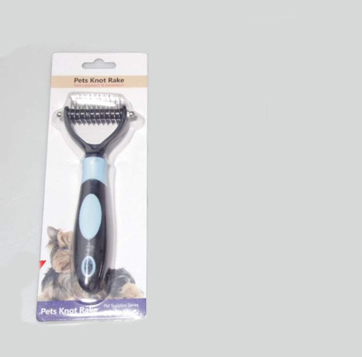 Pets Dematting Comb Pet Dog Cleaning Hair Removal Comb Blue Blister small