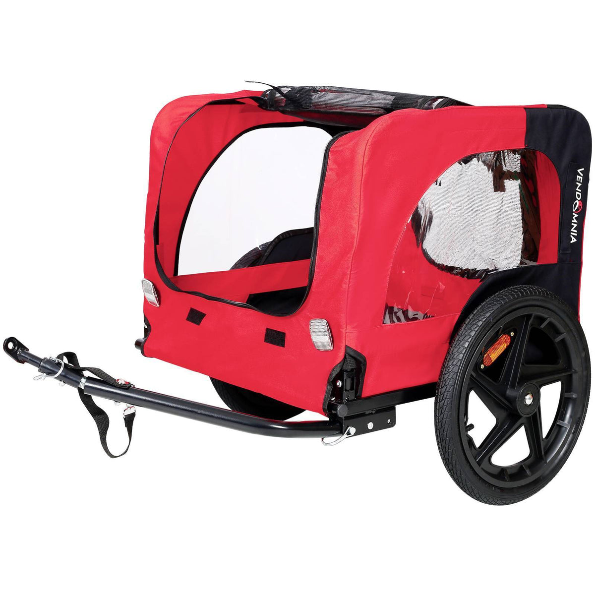 Bicycle Trailer For Pets Outdoor Foldable Dog Trailer With Reflectors Red