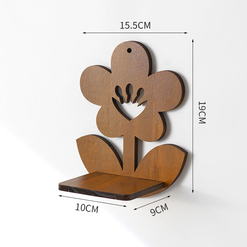 Retro Wall Home Decor Hydroponic Plant Solid Wood Shelving Flower bottle