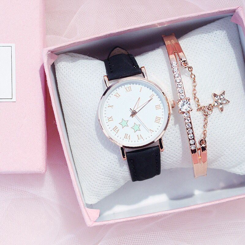 Women's Fashion Simple Retro Electronic Watch Black Belt