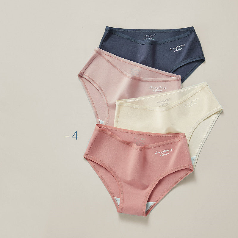 Ladies Mid Waist Underwear Women Pure Cotton 4 Style 4PCS