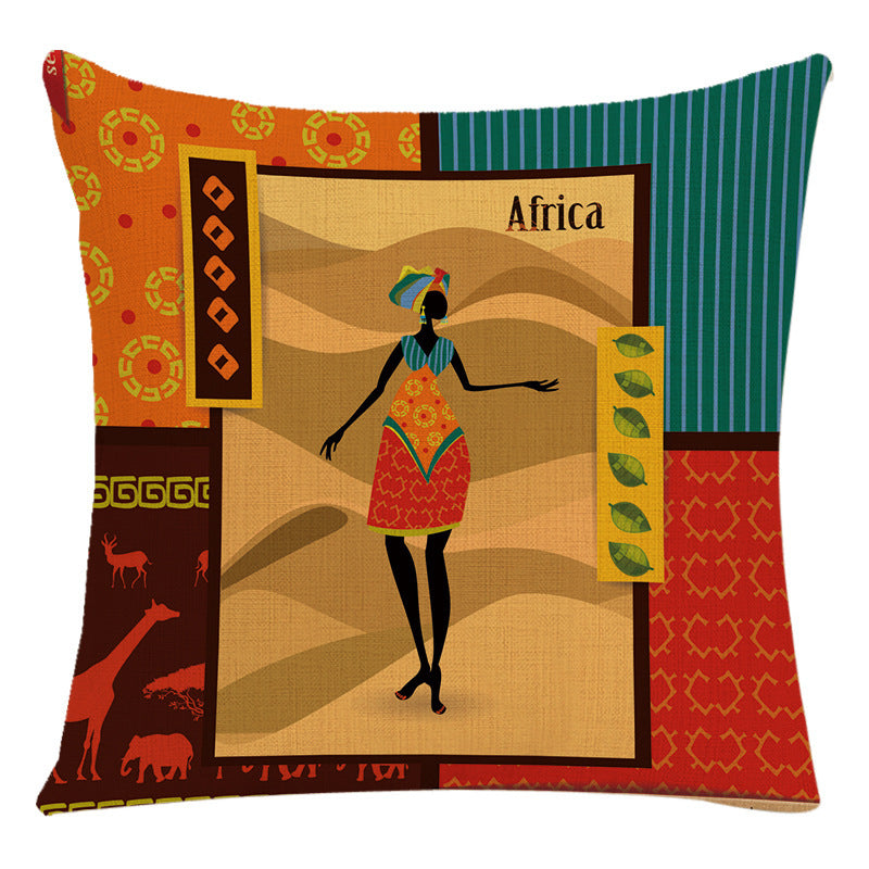 African Woman Housewares Bed Cushion Cover Car Pillow H 45*45cm
