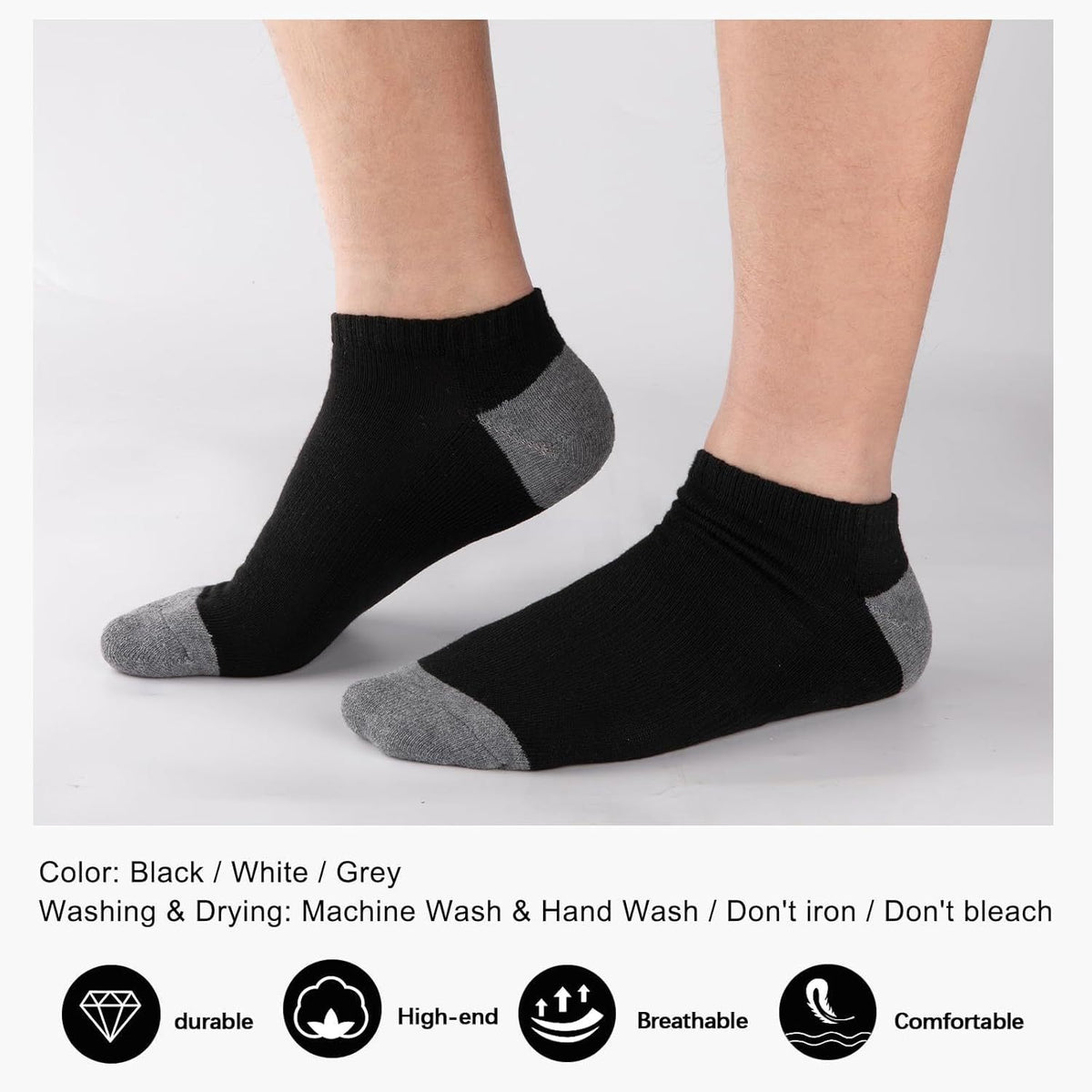 Low Cotton Ankle Socks Men's Summer Breathable Black 1pairs Free Size