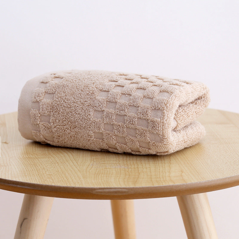 Thickened Absorbent Soft Cotton Face Towel Double check Khaki