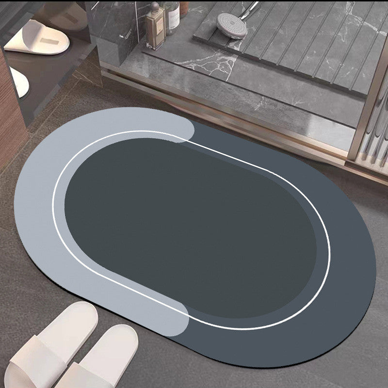 Bathroom Absorbent And Quick-drying Floor Mat Blue Oval