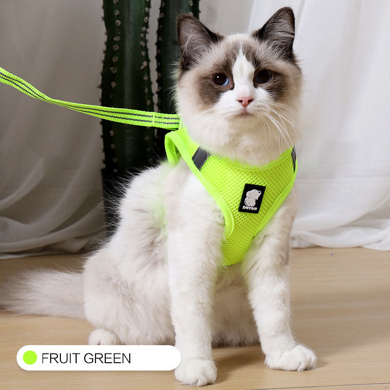 Anti-strike cat traction cat harness Fruit green
