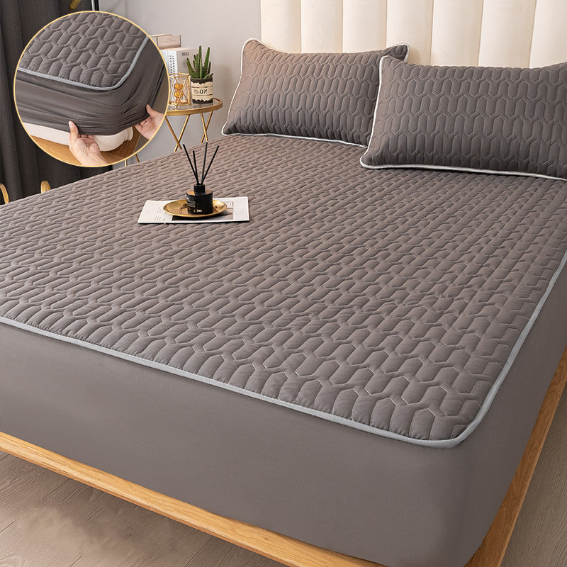 Mattress Protection Non-slip Fixed Dust Bed Cover Dark Grey Laminated Cotton
