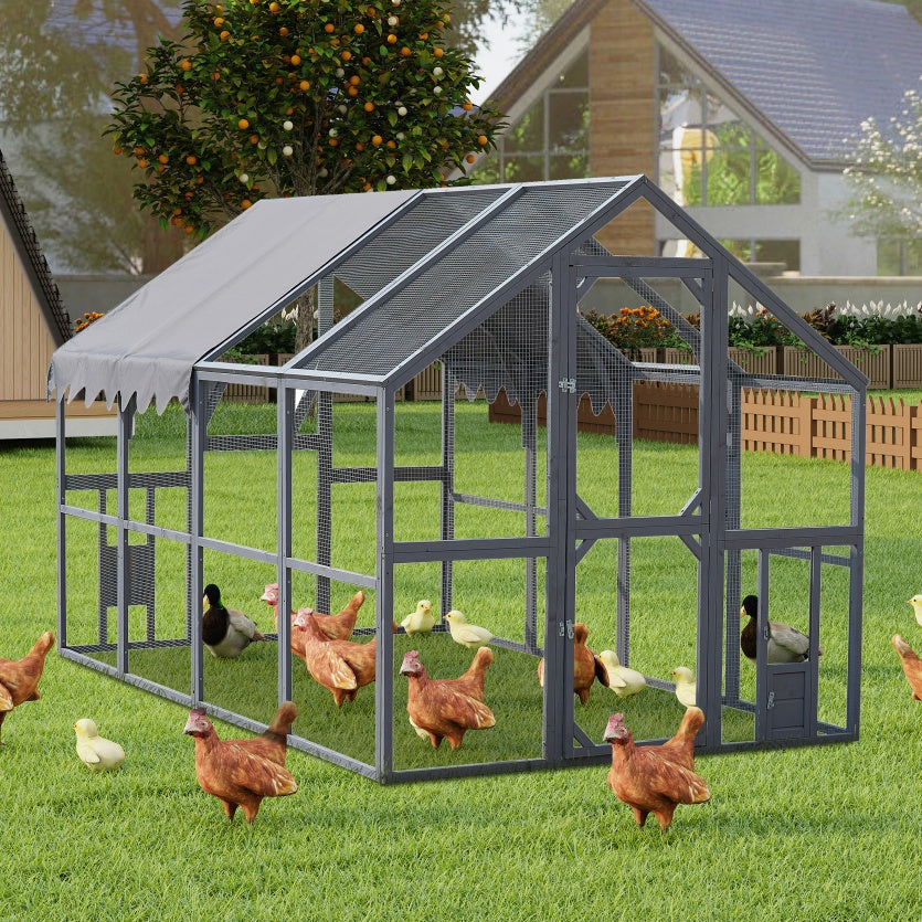 Outdoor Chicken Coop Enclosures 110 Large Kitten Playpen ,Upgrade Waterproof Cover-GREY Gray