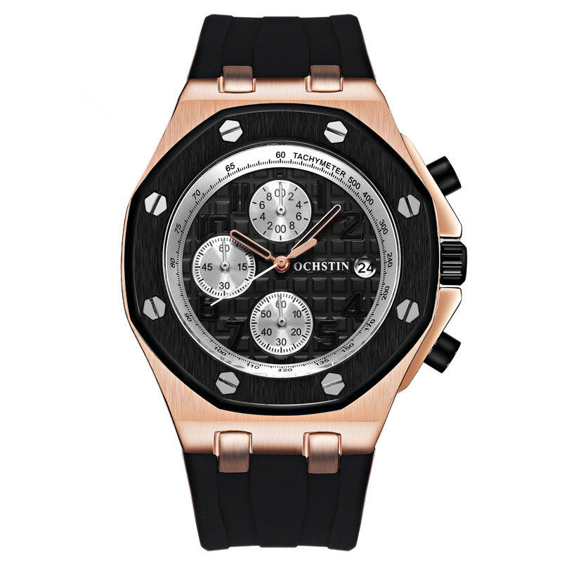 Multifunctional men's watch sports quartz watch Gold black