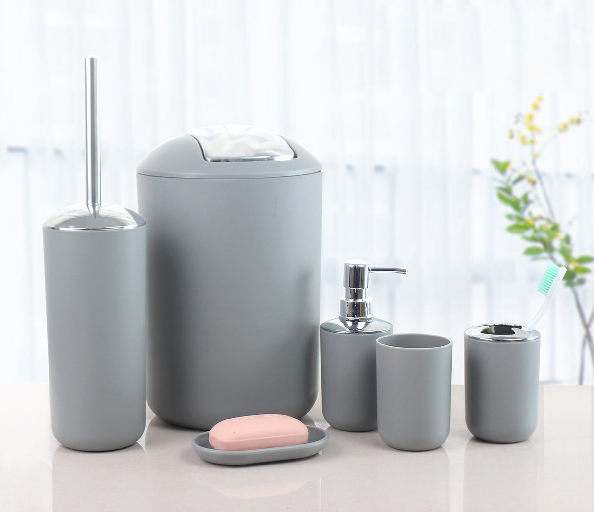 Six piece Bathroom Set Grey