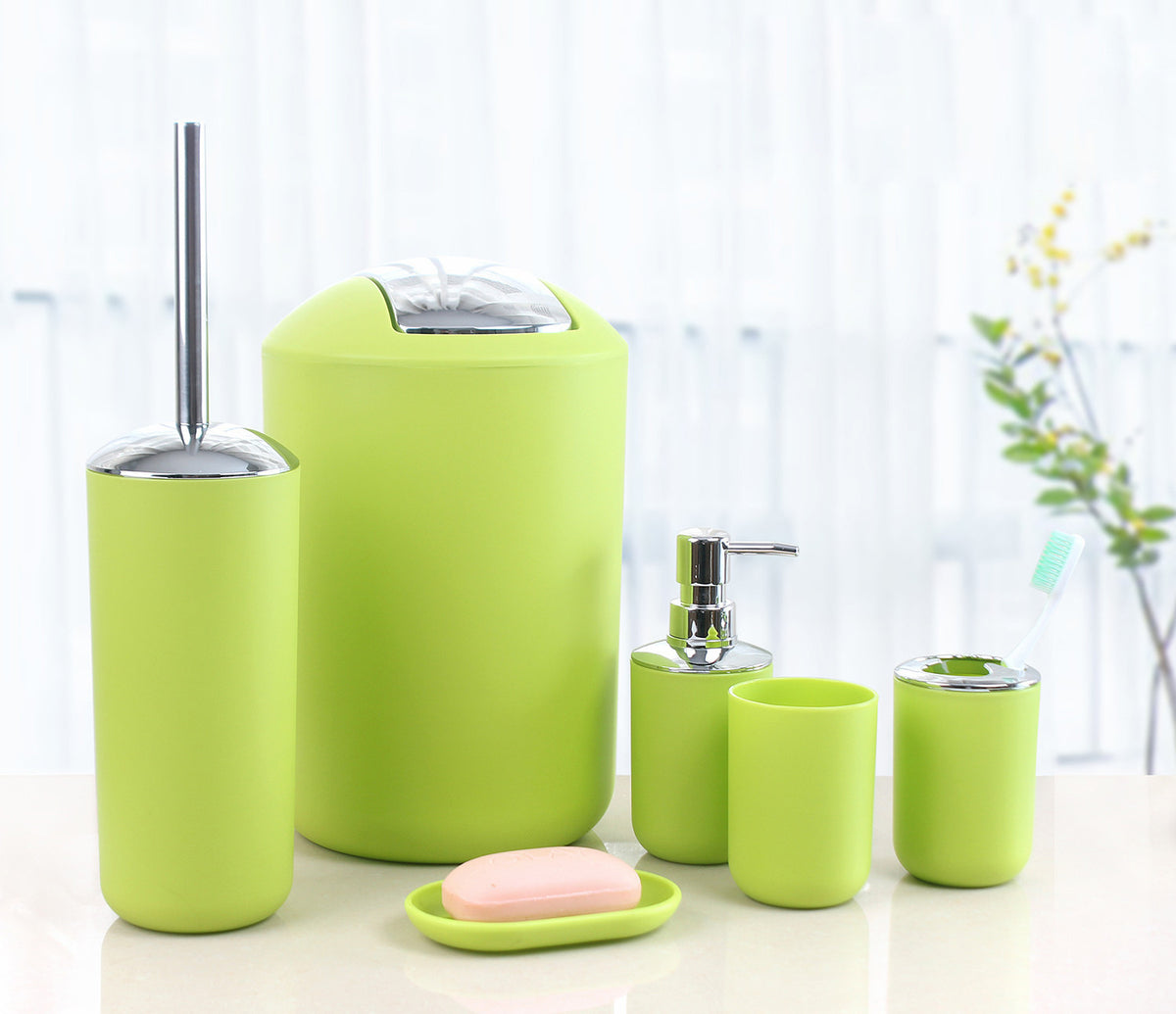 Six piece Bathroom Set Green