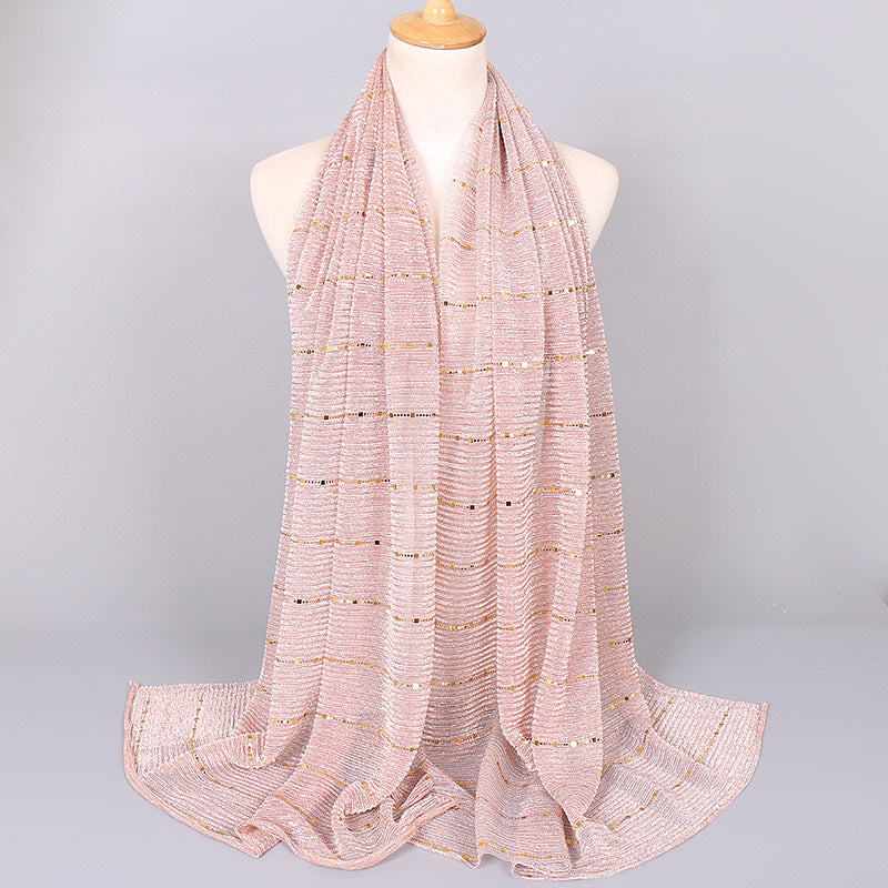 New Women's Lamp Wick Silk Sequined Scarf 3 Light Snow Teeth 180x65cm