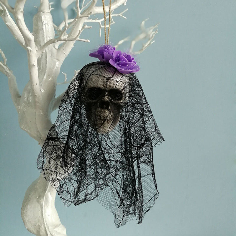Halloween Skull Hanging Decor Purple flower