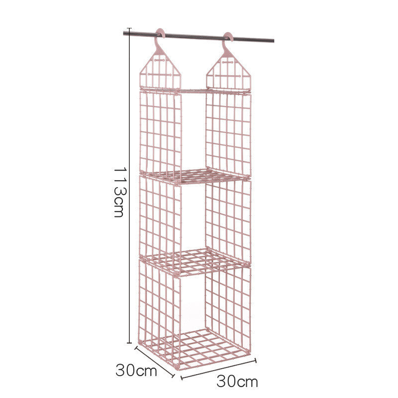 Foldable Space-saving Combination Hanging Clothes Storage Rack Pink 1 Style