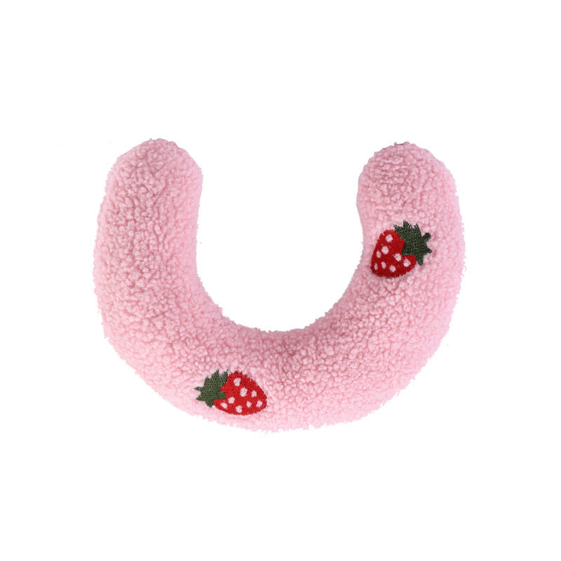 Pet Dog Cat Protect Cervical Spine Deep Sleep U-shape Pillow 26X17CM Pink