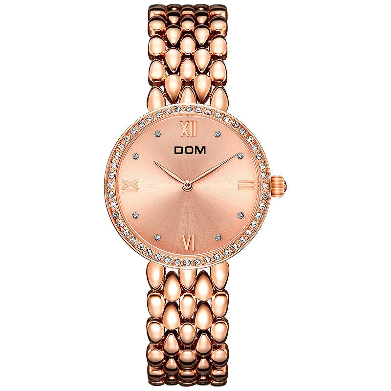 Ladies watch waterproof quartz watch Rose gold