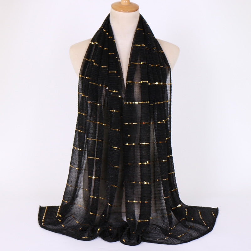New Women's Lamp Wick Silk Sequined Scarf 23Style 180x65cm