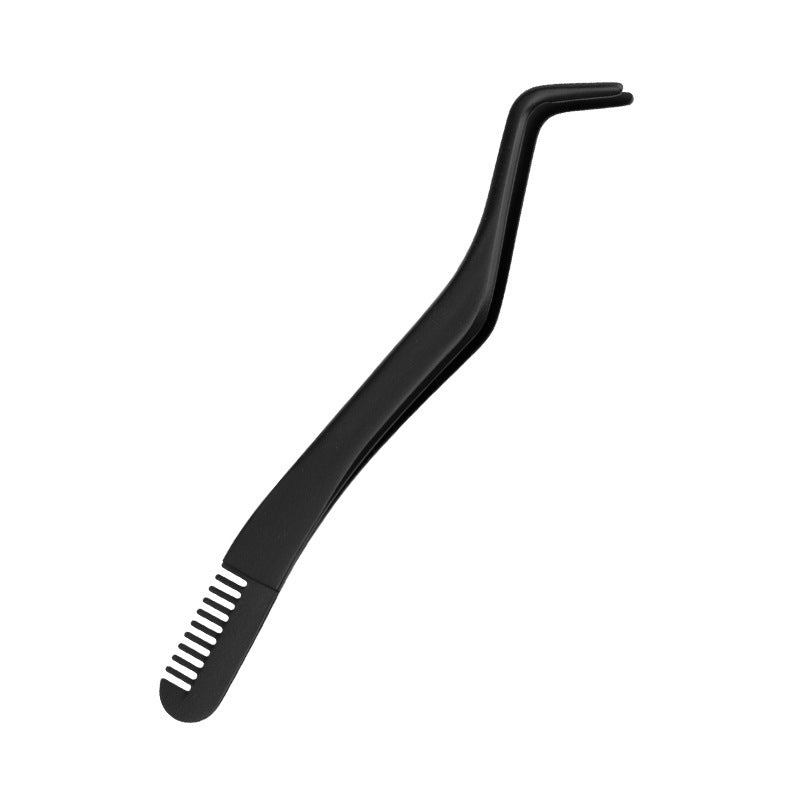 Eyelash With Comb Aid Metal Tweezers Beauty Tools Black