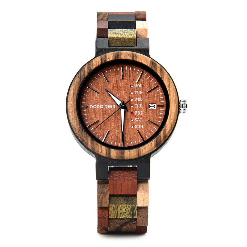Wood Couple's European And American Style Calendar Watch A226 Women's