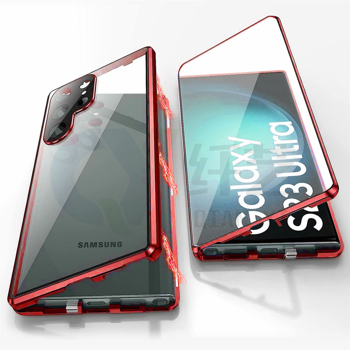 Applicable To S24Ultra Peep-proof Magnetic Mirror Universal Magnetic King Phone Case Red