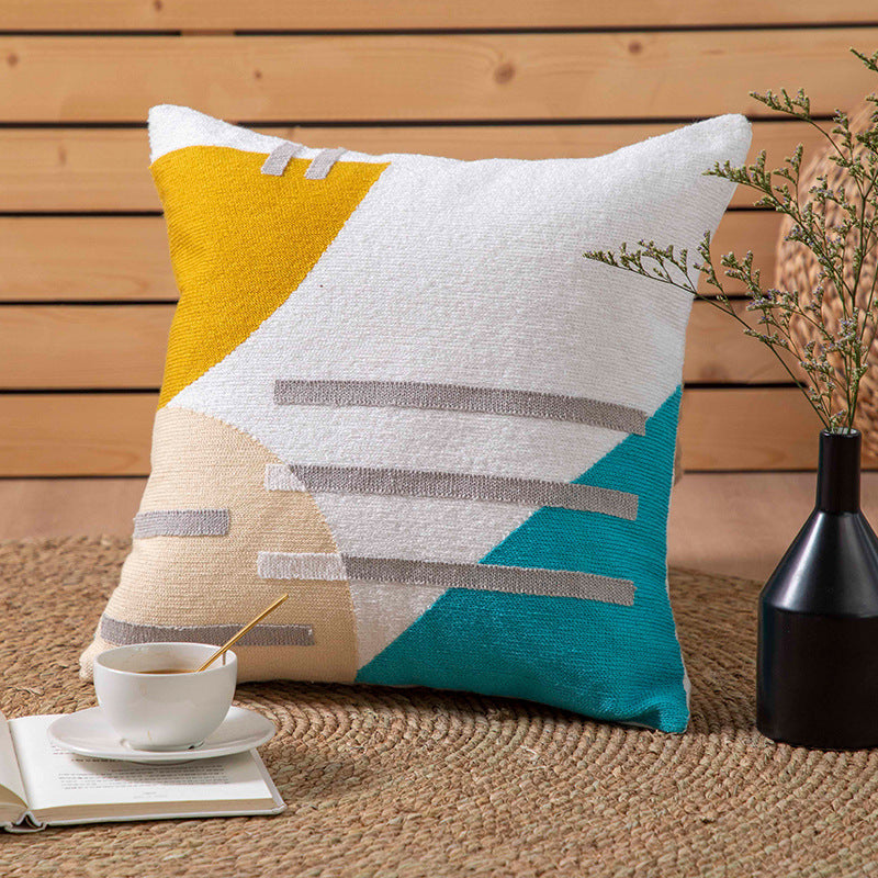 Simple Embroidered Throw Pillow Cushion Cover A green Single set