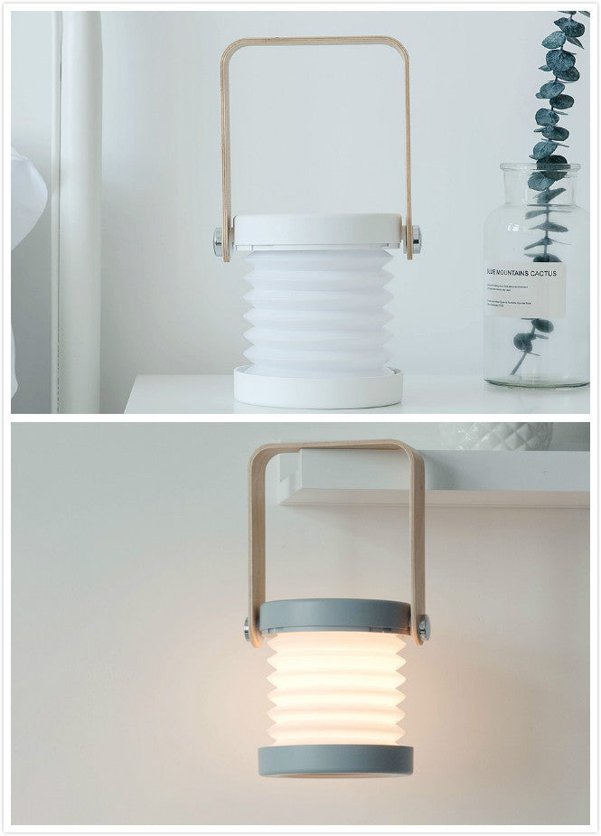 Foldable Touch Dimmable Reading LED Night Light Portable Lantern Lamp USB Rechargeable For Home Decor Grey white 0.5 watts