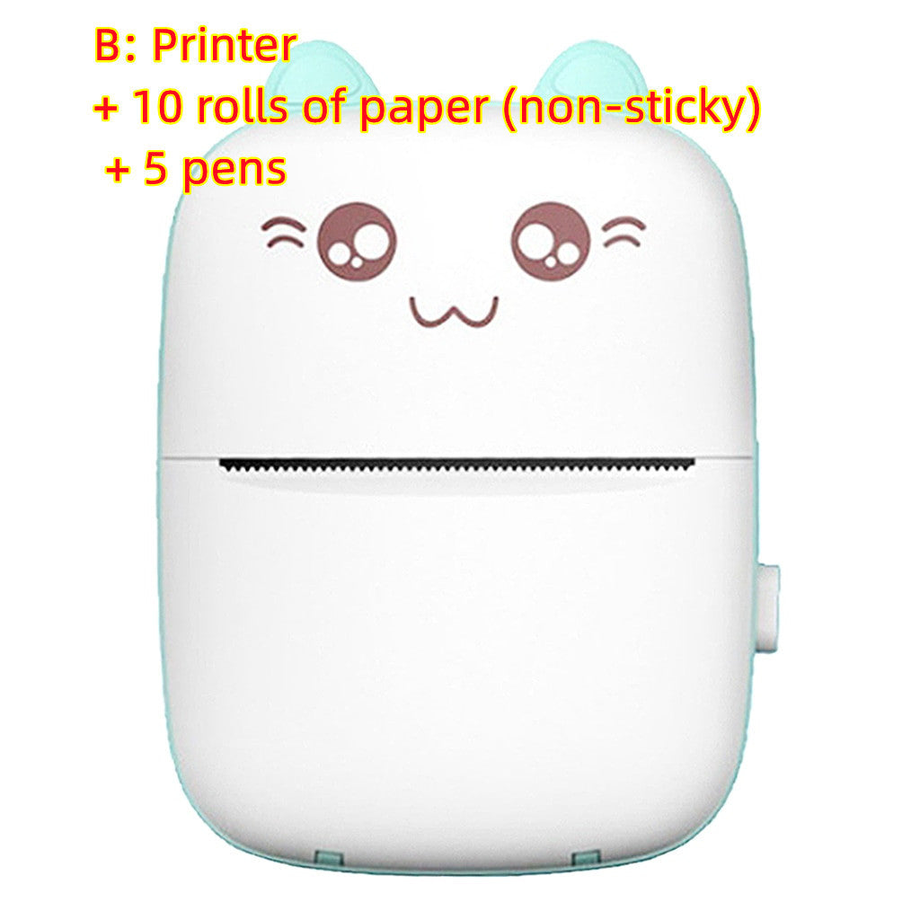 Mini Printer Portable Mini Bluetooth WiFi New Wrong Printer Mobile Phone Photo Title Note Hot Print Pocket Student Error Label Printer Green B