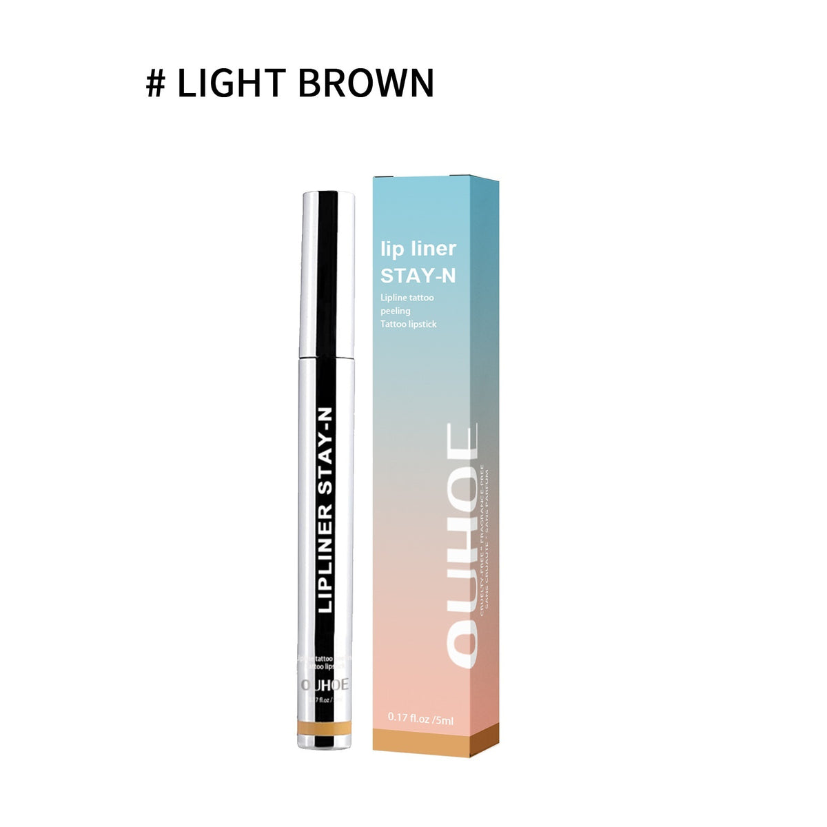 Lip Liner Pen Dark Brown Waterproof Long Lasting Plump Soft Lip Gloss Makeup Cosmetics Light Brown 1PC