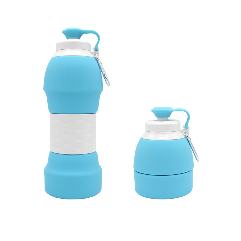 Silicone folding water bottle Blue