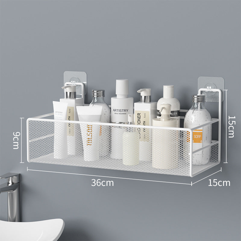 Wall-Mounted Bathroom Shelf No Drill Shower Shampoo Organizer Toilet Accessories White L