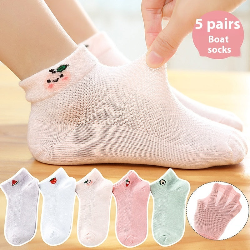 Children's Solid Color Short Socks LR515 Female Fruit