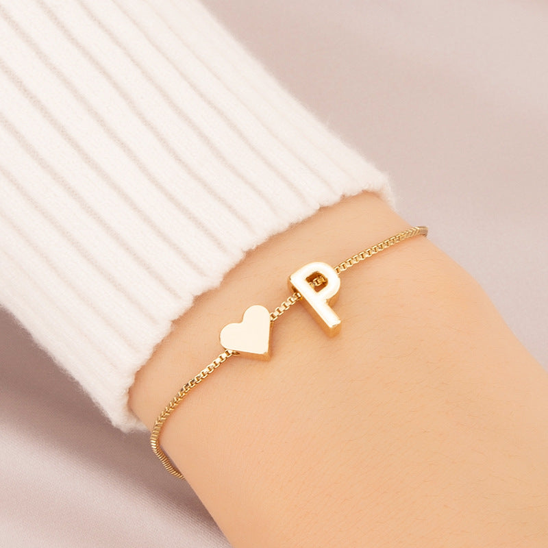 Bracelet Heart-shaped English Letters Letter P