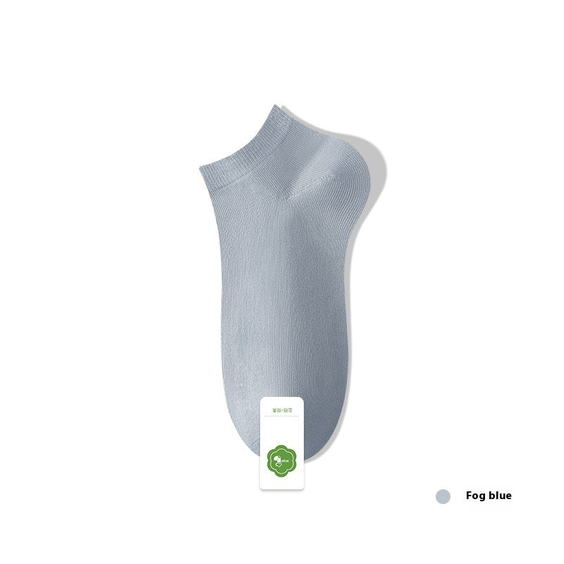 Women's Pure Cotton Spring And Summer Seamless Socks Deodorant Sweat Absorbing Socks Fog Blue