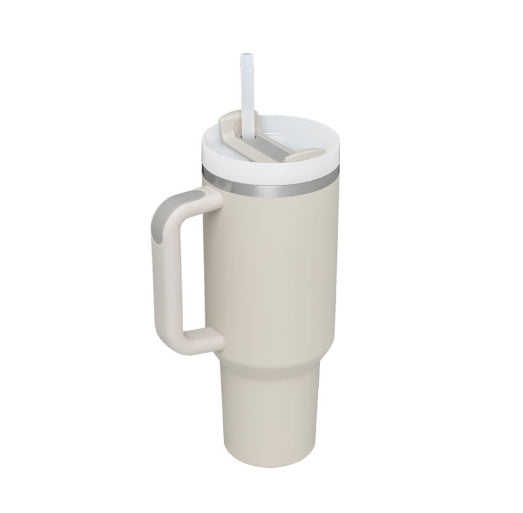 Personalized DIY Straw Coffee Insulation Cup With Handle Portable Car Stainless Steel Water Bottle Large Capacity Travel BPA Free Thermal Mug Dunes