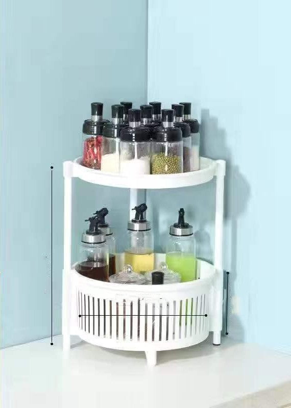 Kitchen Shelving New Household Multilayer Rotating Floor-To-Ceiling Storage Shelving White One layers