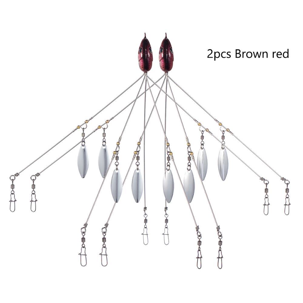 Bassdash Umbrella Fishing lure 2pc Brown Red