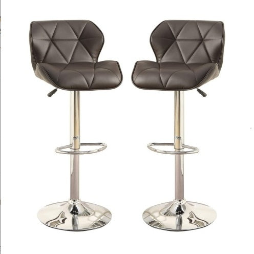 Modern Kitchen Island Stools Brown Faux Leather Stool Counter Height Chairs Set Of 2 Adjustable Height Gas Lift Chrome Base