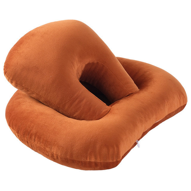 U-Shaped Desk Nap Pillow Neck Supporter Seat Cushion Headrest Travel Neck Pillow With Arm Rest Orange