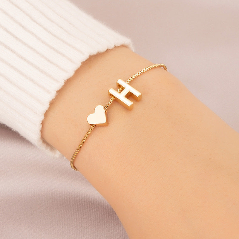 Bracelet Heart-shaped English Letters Letter H