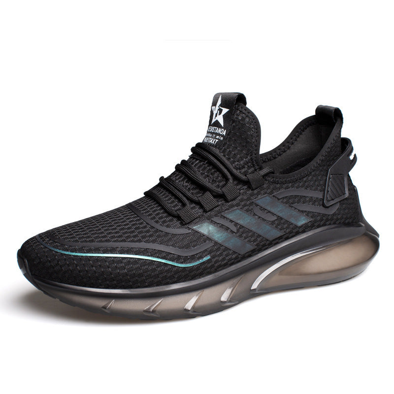 Men's Breathable Fly Woven Shock Absorption Sports Casual Shoes T68911 black