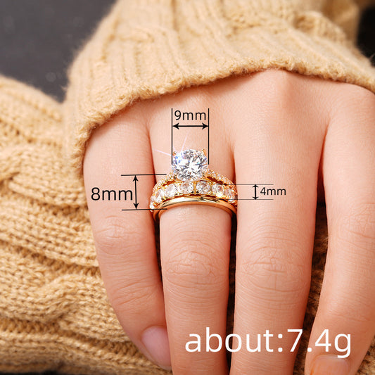 Elegant Three-piece Set Inlaid Zircon Elegant Diamond Ring