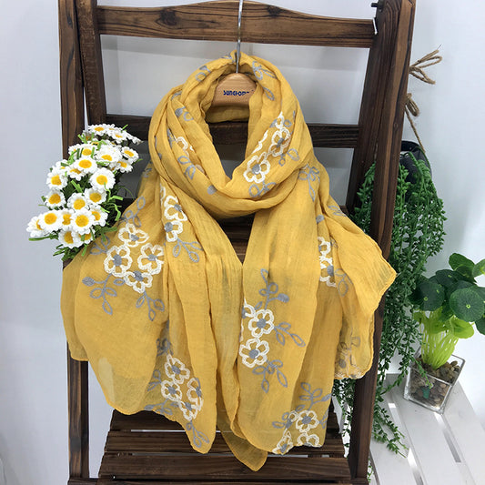 Spring And Summer Women's Artistic Ethnic Style Shawl Cotton Linen Versatile Long