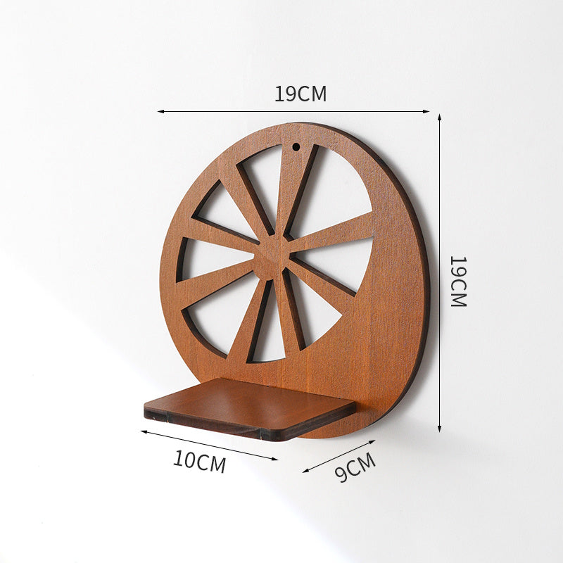 Retro Wall Home Decor Hydroponic Plant Solid Wood Shelving Lemon bottle