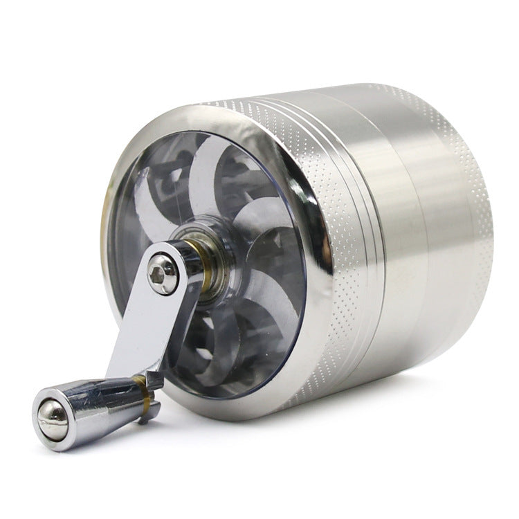 Hand Crank Diameter 55mm Four-layer Zinc Alloy Metal Grinder Cigarette Breaker Smoking Set