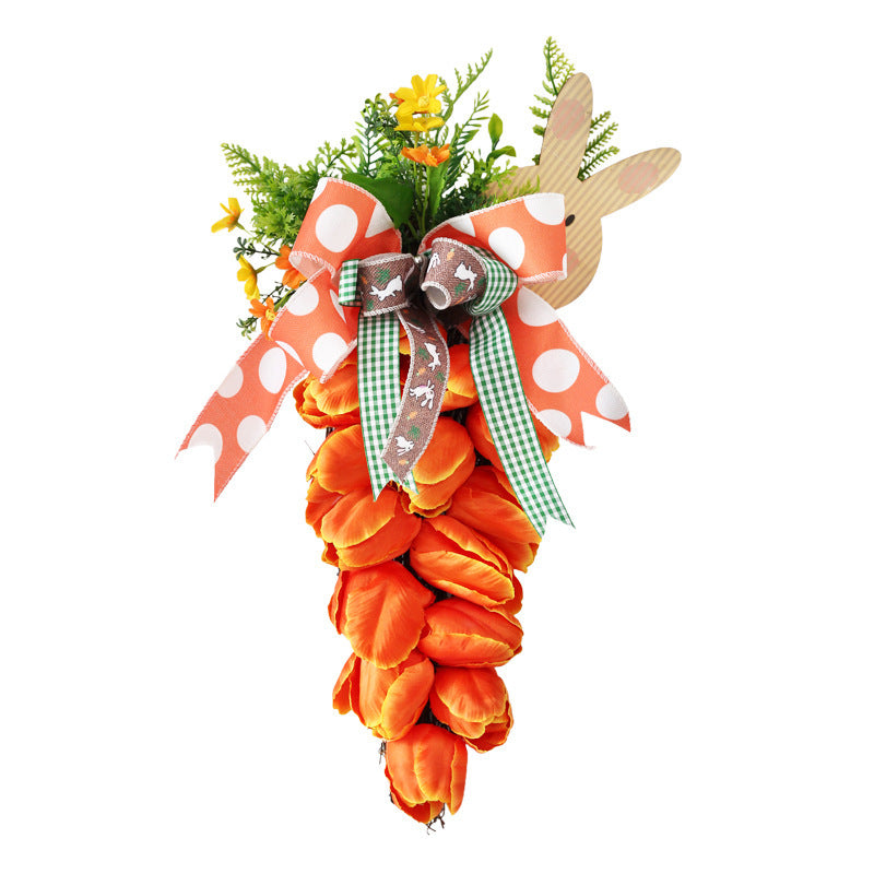 Tulip Carrot Wreath Easter Ornament Door Hanging Carrot Wreath Pendant
