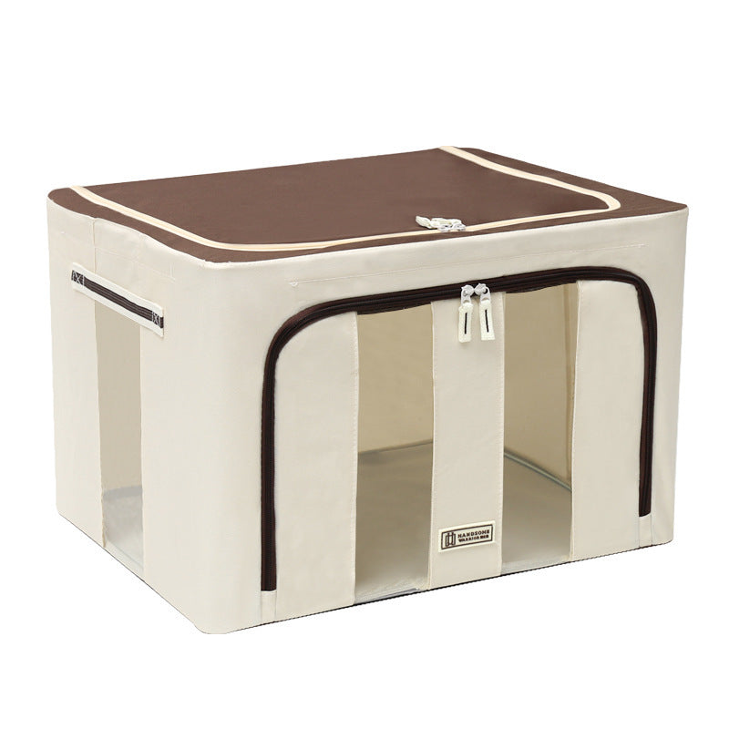Oxford Cloth Clothes Steel Frame Storage Box Beige A