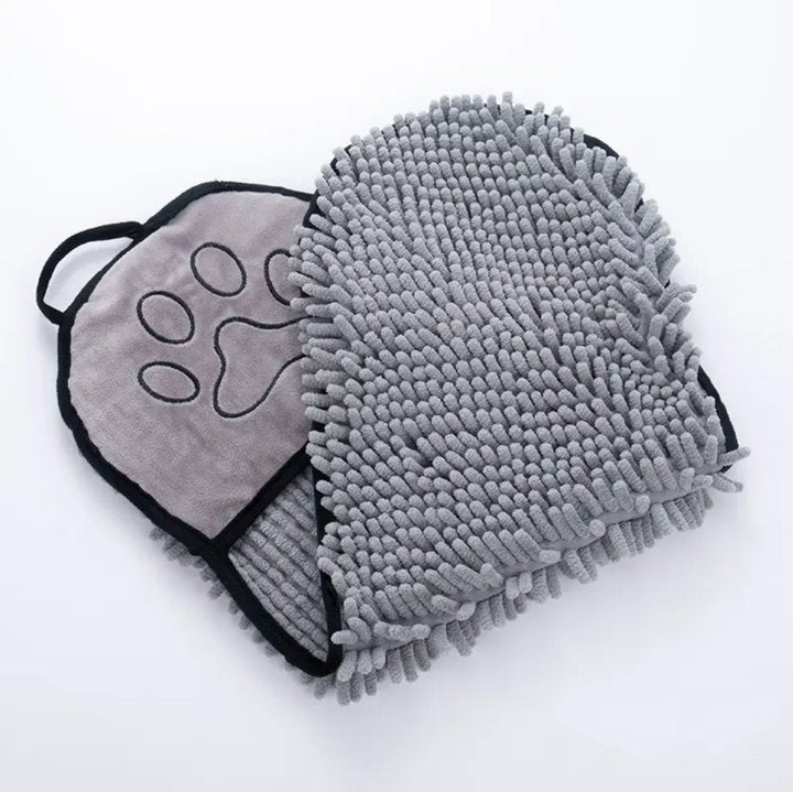 Dog Bath Robe Towel Quick Dry Pet Soft Towel Fiber Absorbent Cat Bath Towel Convenient Pet Cleaning Washcloth Thicken Durable Gray