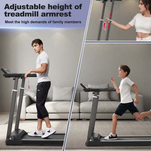 Treadmill With Desk Workstation Adjustable Height, 300 LBS Weight Capacity, Folding Treadmill With Bluetooth Speaker , Portable Walking Pad Treadmill With Desktop For Home Office